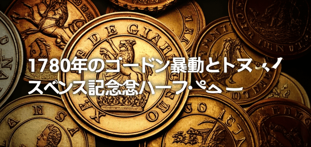 1795年トマス・スペンス製ハーフペニー：政治的急進派が刻んだゴードン暴動の「非公式記録」