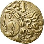 ½ Stater with tattooed cheek and wolf - Aulerci Eburovices