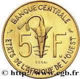 5 Francs CFA 5 XOF = JPY 1.40