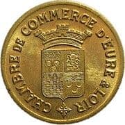25 Centimes - Chambre de commerce - Eure-et-Loir [28] (Brass) - Department of Eure-et-Loir