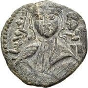 Dirham - Fakhr al-Din Qara Arslan (vested bust, winged figure to right) - Artuqids of Hisn Kayfa and Amid