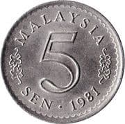 5 Sen 0.05 MYR = JPY 2.00