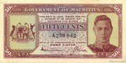 50 Cents 0.50 MUR = JPY 1.66