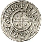 Denier - Lothair I (Verdun; temple) - Kingdom of Middle Francia