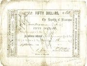 50 Dollars (William Walker Military Script) - Nicaragua