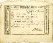 25 Dollars (William Walker Military Script) - Nicaragua