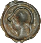 Potin with helmeted head and rosette - Senones