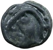 Potin with helmeted head and ringlet - Senones