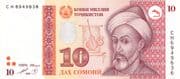 10 Somoni 10 TJS = JPY 164