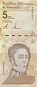 5 Bolivars 5 VED = JPY 1.89