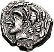 Drachm with cross, early series with lunulae (comma-shaped wicks; floret; point) - Volcæ Tectosages