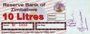 10 Litres - Fuel Coupon - Zimbabwe (1980-date)