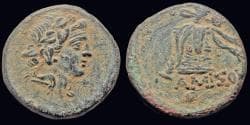 Pontos Amisos AE22 Thyrsus resting against cista mystica