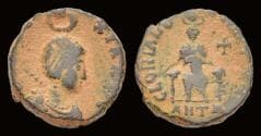 Aelia Eudoxia, Augusta, AE15 Eudoxia enthroned facing