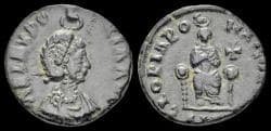 Aelia Eudoxia, Augusta, AE3 Eudoxia enthroned facing