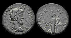 Pontos Amaseia Lucius Verus AE27 Tyche standing left