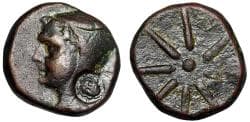 Pontos, Uncertain AE25 "Flap Phrygian Cap, Gorgon Facing Countermark / Star"