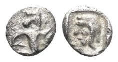Kilikia, Uncertain mint. 4th century BC. AR Tetartemorion (0.16g, 5mm). cf. CNG Elec. Auc. 223, lot 215 (same dies)