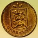 Guernsey Copper Double 1889-H RB UNC