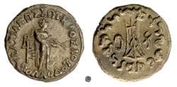 BAKTRIA, Apollodotos II Soter. AE denomination A, circa 80-65 BC. Apollo / Tripod