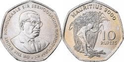 Mauritius, 10 Rupees, 2000, Copper-nickel, , KM:61