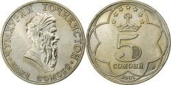 Tajikistan, 5 Somoni, 2001, St. Petersburg, Copper-Nickel-Zinc, , KM:9
