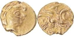 Coin, Aulerci Cenomani, 1/4 statère au cheval androcéphale et au personnage