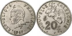 New Caledonia, 20 Francs, 1967, Paris, Nickel, , KM:6