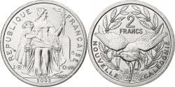New Caledonia, 2 Francs, 2003, Pessac, Aluminum, , KM:14