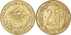 Coin, Central African States, 25 Francs, 1975