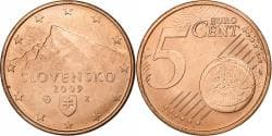 Slovakia, 5 Euro Cent, Kriváň, 2009, golden, , Copper Plated Steel