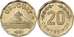 Uruguay, 20 Centesimos, 1981, Santiago, Aluminum-Bronze, , KM:67
