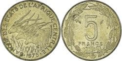 Coin, Central African States, 5 Francs, 1975