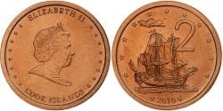 Cook Islands, Elizabeth II, 2 Cents, 2010, Karlsfeld, Copper Plated Steel