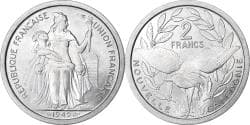 New Caledonia, 2 Francs, 1949, Paris, Aluminum, , KM:3