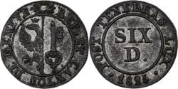 Canton of Geneva, 6 Deniers, 1825, Bern, Billon,