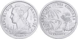 Comoros, 2 Francs, 1964, Paris, Pattern, Aluminum, , KM:E2