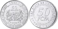 Central African States, 50 Francs, 2006, Paris, Stainless Steel,