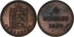 Guernsey, William IV, 4 Doubles, 1830, Soho Mint, Bronze, , KM:2