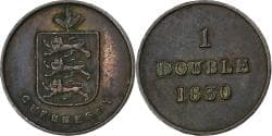 Guernsey, Double, 1830, Bronze,