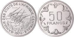 Coin, Central African States, 50 Francs, 1976, Paris, ESSAI, , Nickel