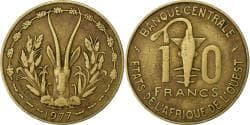West African States, 10 Francs, 1977, Aluminum-Nickel-Bronze, , KM:1a