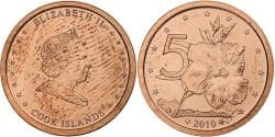 Cook Islands, Elizabeth II, 5 Cents, 2010, Karlsfeld, Copper Plated Steel