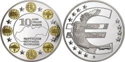 Slovakia, Medal, 10 Ans de l'Euro, Slovaquie, 2012, Copper Plated Silver