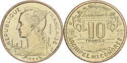 Comoros, 10 Francs, 1964, Paris, Pattern, Aluminum-Bronze, , KM:E4