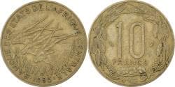 Central African States, 10 Francs, 1985, Paris, Aluminum-Bronze, , KM:9