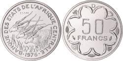 Coin, Central African States, 50 Francs, 1976, Paris, ESSAI, , Nickel