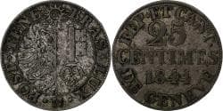 Canton of Geneva, 25 Centimes, 1844, Billon, , KM:129