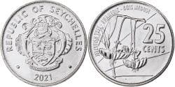 Seychelles, 25 Cents, 2021, Stainless Steel,