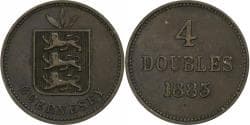 Guernsey, 4 Doubles, 1885, Heaton, Bronze, , KM:5